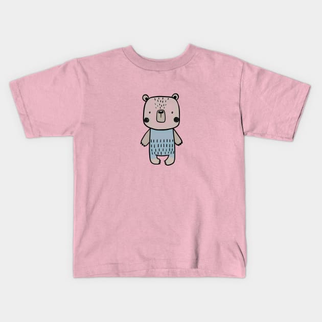 Bear BLue Kids T-Shirt by chapter2